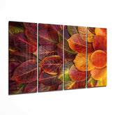 Autumn Leaves 4 Pieces Mega Glass Wall Art (59"x36") | Insigne Art Design.